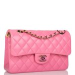Chanel Pink Quilted Lambskin Small Classic Double Flap Bag Rainbow Hardware - Image 3