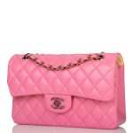 Chanel Pink Quilted Lambskin Small Classic Double Flap Bag Rainbow Hardware - Image 4