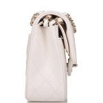 Chanel White Quilted Caviar Small Classic Double Flap Bag Light Gold Hardware - Image 7