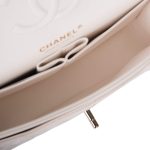 Chanel White Quilted Caviar Small Classic Double Flap Bag Light Gold Hardware - Image 9