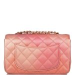 Chanel Pink Ombre Quilted Metallic Lambskin Rectangular Mini Classic Flap Bag Light Gold Hardware - Image 3