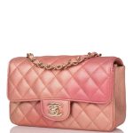 Chanel Pink Ombre Quilted Metallic Lambskin Rectangular Mini Classic Flap Bag Light Gold Hardware - Image 5