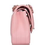Chanel Pink Chevron Caviar Small Classic Double Flap Bag Light Gold Hardware - Image 6