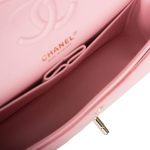 Chanel Pink Chevron Caviar Small Classic Double Flap Bag Light Gold Hardware - Image 8