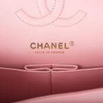 Chanel Pink Chevron Caviar Small Classic Double Flap Bag Light Gold Hardware - Image 9