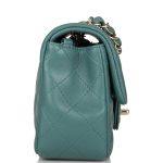 Chanel Mini Rectangular Flap Bag Green Lambskin Light Gold Hardware - Image 6