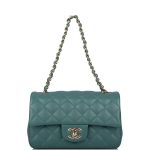 Chanel Mini Rectangular Flap Bag Green Lambskin Light Gold Hardware - Image 2