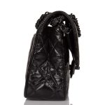 Chanel Small Classic Double Flap Shiny SO Black Crumpled Calfskin Black Hardware - Image 6