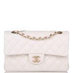 Chanel Small Classic Double Flap White Caviar Light Gold Hardware