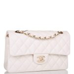 Chanel Small Classic Double Flap White Caviar Light Gold Hardware - Image 8