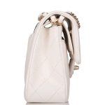 Chanel Small Classic Double Flap White Caviar Light Gold Hardware - Image 5
