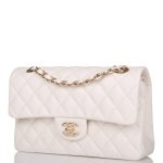 Chanel Small Classic Double Flap White Caviar Light Gold Hardware - Image 4