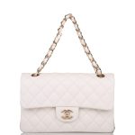 Chanel Small Classic Double Flap White Caviar Light Gold Hardware - Image 2