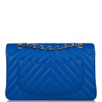 Chanel Small Classic Double Flap Blue Chevron Caviar Gold Hardware - Image 3