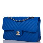 Chanel Small Classic Double Flap Blue Chevron Caviar Gold Hardware - Image 5