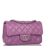 Chanel Purple Quilted Lambskin Rectangular Mini Classic Flap Bag Silver Hardware - Image 4