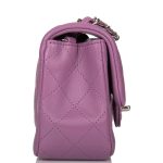 Chanel Purple Quilted Lambskin Rectangular Mini Classic Flap Bag Silver Hardware - Image 6