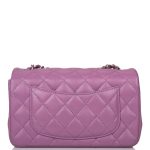 Chanel Purple Quilted Lambskin Rectangular Mini Classic Flap Bag Silver Hardware - Image 3