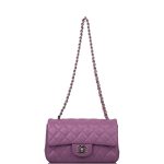 Chanel Purple Quilted Lambskin Rectangular Mini Classic Flap Bag Silver Hardware - Image 2