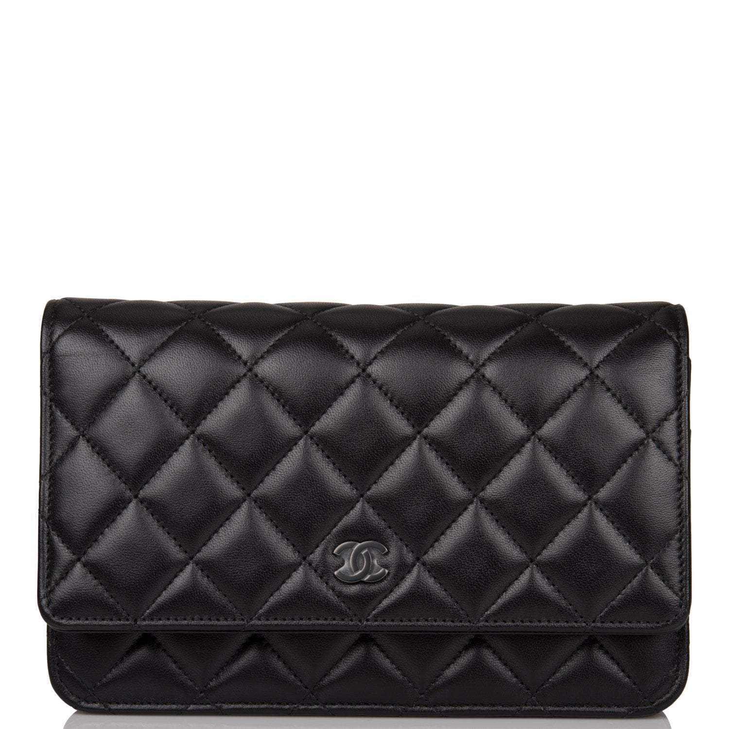 C-W255-092321-1-1 Chanel SO Black Classic Quilted Lambskin Wallet On Chain (WOC) Black Hardware - Image 1