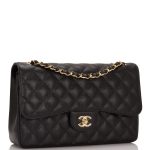 Chanel Jumbo Classic Double Flap Bag Black Caviar Gold Hardware - Image 3