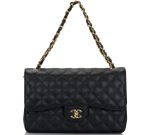 Chanel Jumbo Classic Double Flap Bag Black Caviar Gold Hardware - Image 2