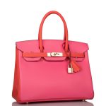 Hermes Birkin 30cm Bi-Color Rose Azalee and Feu Epsom Permabrass Hardware - Image 2