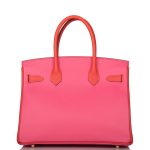 Hermes Birkin 30cm Bi-Color Rose Azalee and Feu Epsom Permabrass Hardware - Image 4