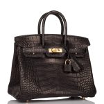 Hermes Black Matte Alligator Birkin 25cm Gold Hardware - Image 3