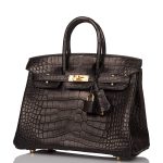 Hermes Black Matte Alligator Birkin 25cm Gold Hardware - Image 4