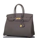 Hermes Birkin 35 Etain Togo Gold Hardware - Image 5