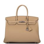 Hermes Birkin 35 Trench Clemence Palladium Hardware