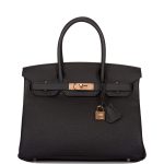 Hermes Black Togo Birkin 30cm Rose Gold Hardware