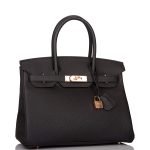 Hermes Black Togo Birkin 30cm Rose Gold Hardware - Image 3