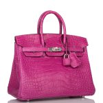 Hermes Birkin 25 Rose Scheherazade Matte Alligator Palladium Hardware - Image 6