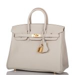 Hermes Birkin 25 Gris Perle Togo Gold Hardware - Image 7