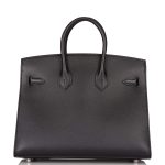 Hermes Birkin Sellier 25 Black Veau Madame Palladium Hardware - Image 6