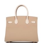 Hermes Birkin 30cm Bi-Color Trench and Craie Epsom Gold Hardware - Image 4