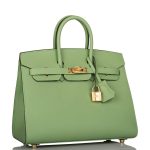 Hermes Birkin Sellier 25 Vert Criquet Epsom Gold Hardware - Image 8