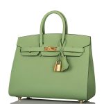 Hermes Birkin Sellier 25 Vert Criquet Epsom Gold Hardware - Image 9