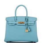 Hermes Birkin 30 Bleu Atoll Epsom Gold Hardware - Image 7