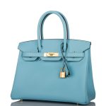 Hermes Birkin 30 Bleu Atoll Epsom Gold Hardware - Image 2