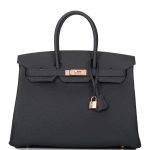 Hermes Birkin 35 Black Togo Rose Gold Hardware