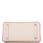 Hermes Birkin 30cm Bi-Color Craie and Rose Lipstick Clemence  Palladium Hardware - Image 6