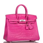 Hermes Birkin 25 Rose Shocking Matte Alligator Palladium Hardware - Image 2