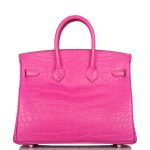 Hermes Birkin 25 Rose Shocking Matte Alligator Palladium Hardware - Image 5