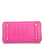 Hermes Birkin 25 Rose Shocking Matte Alligator Palladium Hardware - Image 4