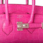 Hermes Birkin 25 Rose Shocking Matte Alligator Palladium Hardware - Image 8