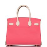 Hermes Birkin 30cm Bi-Color Craie and Rose Azalee Epsom Brushed Gold Hardware - Image 3