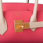 Hermes Birkin 30cm Bi-Color Craie and Rose Azalee Epsom Brushed Gold Hardware - Image 6